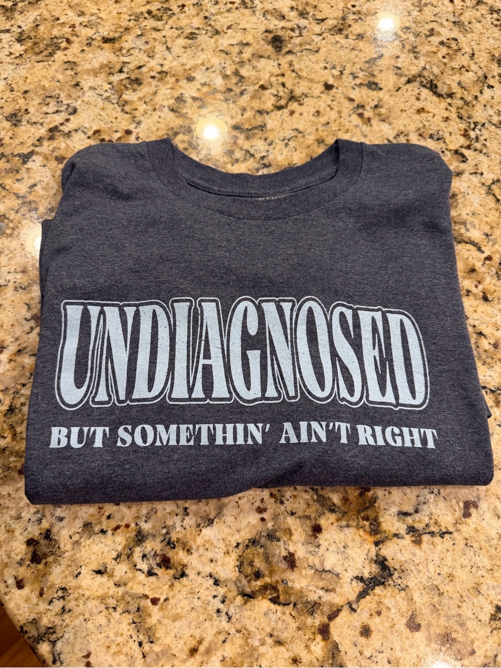 Undiagnosed Graphic Short Sleeve Tee - Charcoal with Light Blue Print